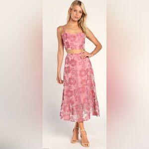 Lulus Floral Pink Two-Piece Dress